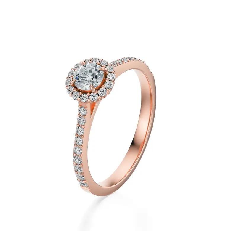 Pierścionek z różowego złota z diamentami